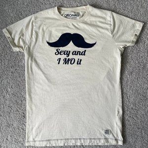 Men's Jack Jones T-Shirt - Movember "Sexy and I Mo It" T-Shirt Size Medium